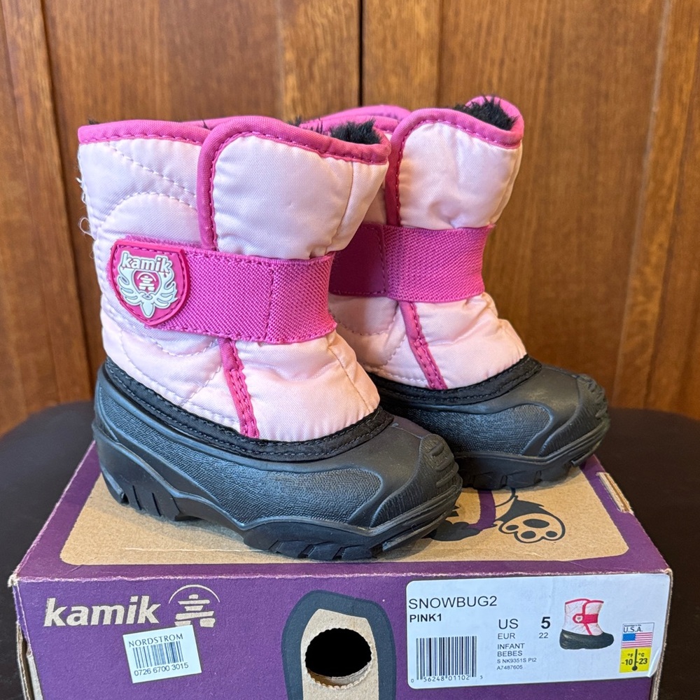 Kamik Snowbug 2 Pink Waterproof Snow Boots Size 5